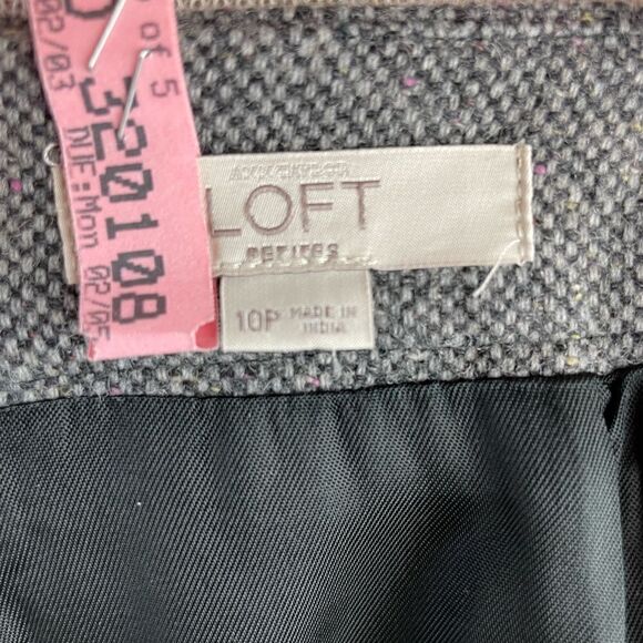 Loft Gray Wool Blend Midi Skirt Size 10 Petite EUC - Picture 7 of 8